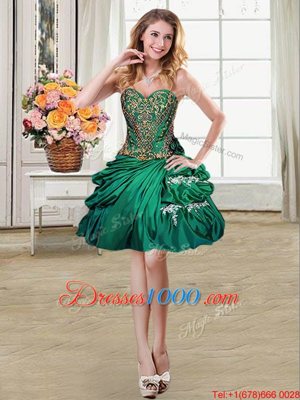 Ideal Pick Ups Mini Length Dark Green Womens Party Dresses Sweetheart Sleeveless Lace Up