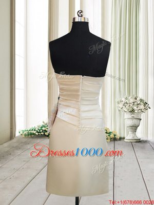 Ideal Strapless Sleeveless Zipper Prom Gown Champagne Satin