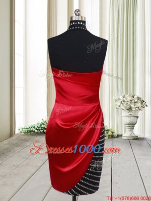 Halter Top Sleeveless Side Zipper Knee Length Beading Celebrity Inspired Dress