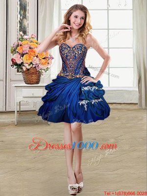 Enchanting Pick Ups Sweetheart Sleeveless Lace Up Pageant Dress for Girls Royal Blue Taffeta