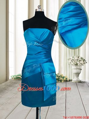 Romantic Teal Lace Up Homecoming Dress Ruching Sleeveless Mini Length