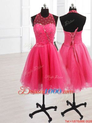 Luxurious Sleeveless Lace Up Knee Length Sequins Party Dress Wholesale