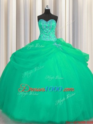 Big Puffy Tulle Sleeveless Floor Length Sweet 16 Quinceanera Dress and Beading