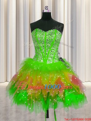 Noble Three Piece Visible Boning Multi-color Sweetheart Neckline Beading Quinceanera Dress Sleeveless Lace Up