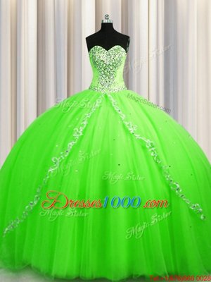 Low Price Sleeveless Tulle Brush Train Lace Up 15 Quinceanera Dress for Military Ball and Sweet 16 and Quinceanera