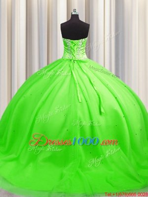 Low Price Sleeveless Tulle Brush Train Lace Up 15 Quinceanera Dress for Military Ball and Sweet 16 and Quinceanera