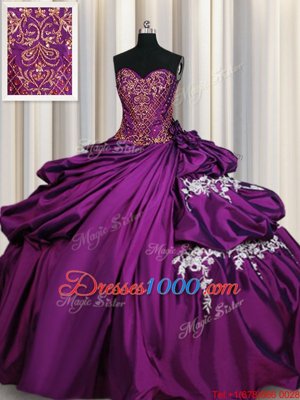 Ball Gowns Sweet 16 Quinceanera Dress Purple Sweetheart Taffeta Sleeveless Floor Length Lace Up