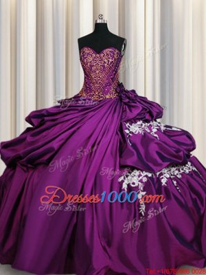 Ball Gowns Sweet 16 Quinceanera Dress Purple Sweetheart Taffeta Sleeveless Floor Length Lace Up