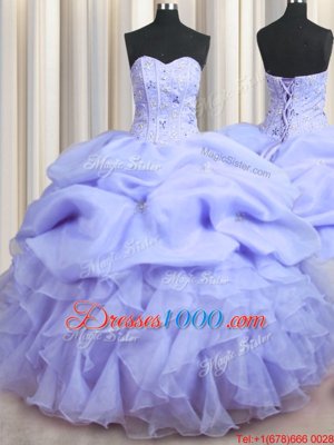 Fashion Sleeveless Beading and Ruffles Lace Up Quinceanera Dresses