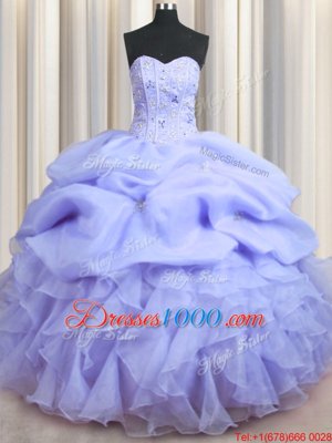 Fashion Sleeveless Beading and Ruffles Lace Up Quinceanera Dresses