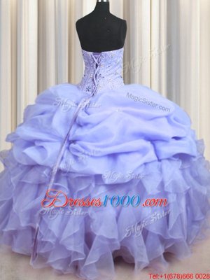 Fashion Sleeveless Beading and Ruffles Lace Up Quinceanera Dresses