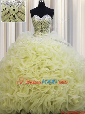 Pretty Sleeveless Organza Floor Length Lace Up Quinceanera Dresses in Teal for with Beading and Appliques and Ruffles