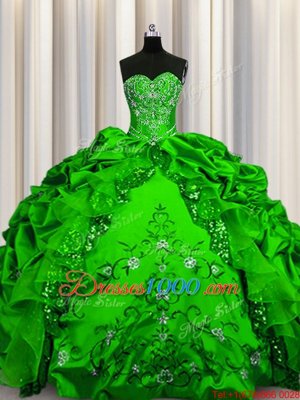 Custom Fit Sequins Ball Gowns Taffeta Sweetheart Sleeveless Beading and Embroidery and Ruffles and Pick Ups Floor Length Lace Up Vestidos de Quinceanera