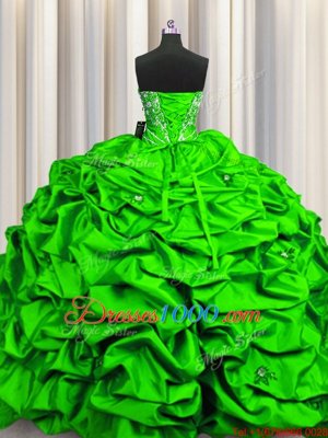 Custom Fit Sequins Ball Gowns Taffeta Sweetheart Sleeveless Beading and Embroidery and Ruffles and Pick Ups Floor Length Lace Up Vestidos de Quinceanera