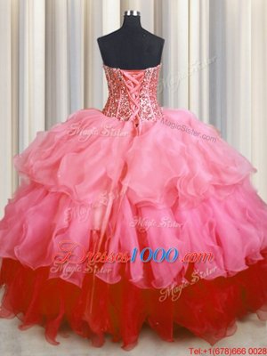 Dynamic Big Puffy Sweetheart Sleeveless Tulle Ball Gown Prom Dress Beading Lace Up