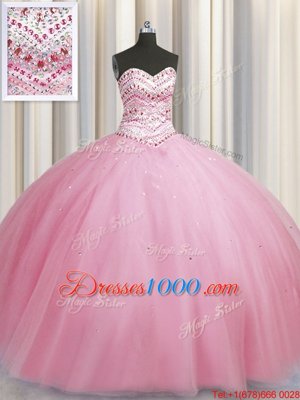 Custom Made Bling-bling Big Puffy Sleeveless Beading Lace Up 15 Quinceanera Dress