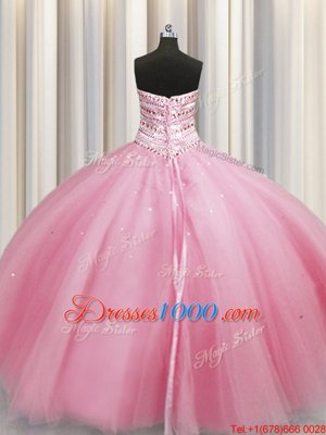 Custom Made Bling-bling Big Puffy Sleeveless Beading Lace Up 15 Quinceanera Dress