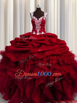 Sweet See Through Sleeveless Beading and Ruffles and Sequins Zipper Quince Ball Gowns