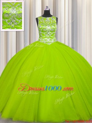 Eye-catching Scoop Sleeveless Beading Lace Up Sweet 16 Dresses