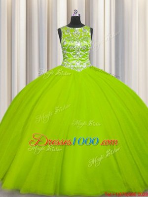 Eye-catching Scoop Sleeveless Beading Lace Up Sweet 16 Dresses