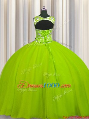 Eye-catching Scoop Sleeveless Beading Lace Up Sweet 16 Dresses