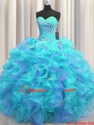 Low Price Multi-color Sweetheart Lace Up Beading and Ruffles Vestidos de Quinceanera Sleeveless