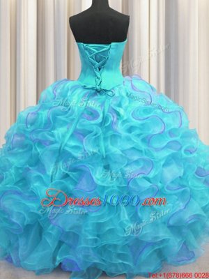 Low Price Multi-color Sweetheart Lace Up Beading and Ruffles Vestidos de Quinceanera Sleeveless