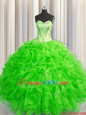 Pick Ups Burgundy Sleeveless Organza Lace Up 15 Quinceanera Dress for Military Ball and Sweet 16 and Quinceanera