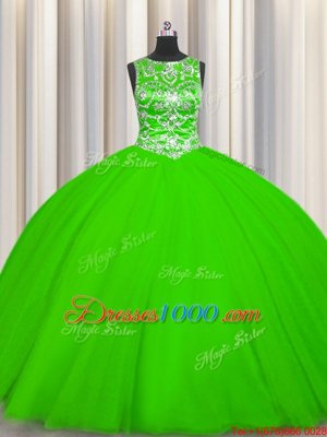 Attractive Scoop Sleeveless Tulle Lace Up Sweet 16 Dresses for Military Ball and Sweet 16 and Quinceanera