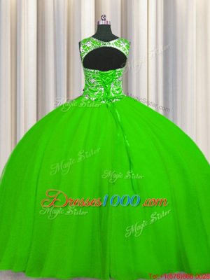 Attractive Scoop Sleeveless Tulle Lace Up Sweet 16 Dresses for Military Ball and Sweet 16 and Quinceanera