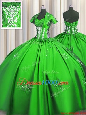 Fitting Sweetheart Short Sleeves Lace Up Quinceanera Dresses Taffeta