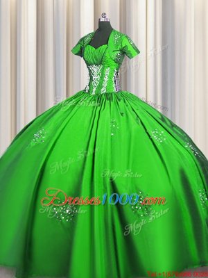 Fitting Sweetheart Short Sleeves Lace Up Quinceanera Dresses Taffeta