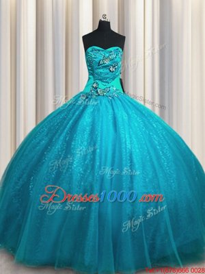 Tulle Sleeveless Quinceanera Dress Sweep Train and Beading