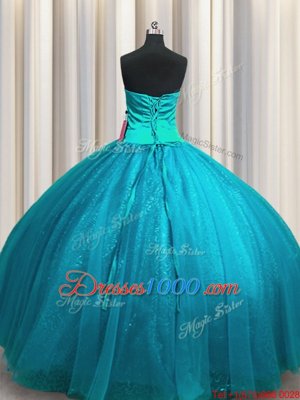 Tulle Sleeveless Quinceanera Dress Sweep Train and Beading