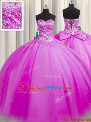 Enchanting Really Puffy Sleeveless Lace Up Floor Length Beading Quinceanera Dress
