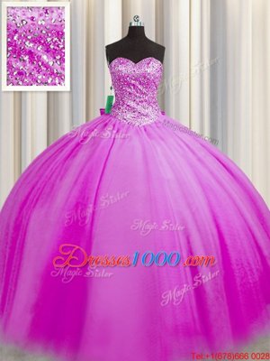 Enchanting Really Puffy Sleeveless Lace Up Floor Length Beading Quinceanera Dress