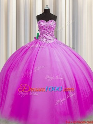 Enchanting Really Puffy Sleeveless Lace Up Floor Length Beading Quinceanera Dress