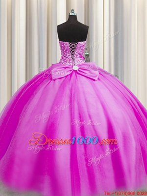 Enchanting Really Puffy Sleeveless Lace Up Floor Length Beading Quinceanera Dress