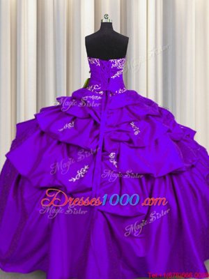 Noble Taffeta Sleeveless Floor Length 15th Birthday Dress and Beading and Appliques