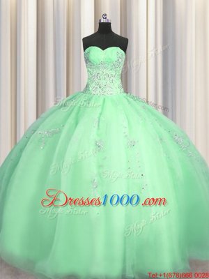 High Class Multi-color Ball Gowns Sweetheart Sleeveless Organza and Tulle Floor Length Lace Up Beading and Ruffles 15th Birthday Dress