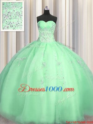 High Class Multi-color Ball Gowns Sweetheart Sleeveless Organza and Tulle Floor Length Lace Up Beading and Ruffles 15th Birthday Dress