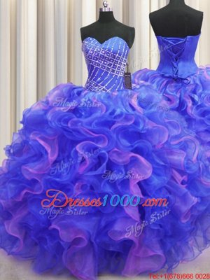 Beauteous Sleeveless Appliques and Ruffles and Ruffled Layers Lace Up Quinceanera Dresses