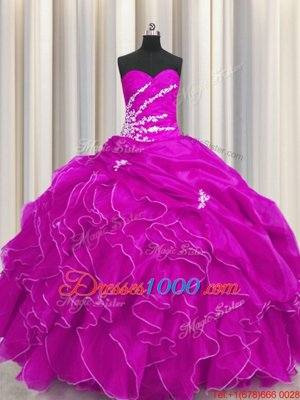 Coral Red Organza Lace Up V-neck Sleeveless High Low Quinceanera Dresses Beading and Ruffles