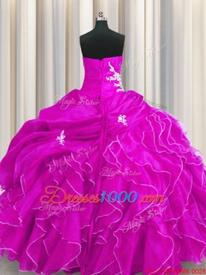 Coral Red Organza Lace Up V-neck Sleeveless High Low Quinceanera Dresses Beading and Ruffles