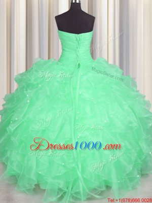 Graceful Sleeveless Lace Up Floor Length Beading and Ruffles Quinceanera Gown