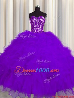 Fantastic Visible Boning Two Tone Ball Gowns Sweet 16 Quinceanera Dress Multi-color Sweetheart Organza Sleeveless Floor Length Lace Up