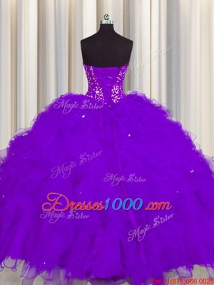 Fantastic Visible Boning Two Tone Ball Gowns Sweet 16 Quinceanera Dress Multi-color Sweetheart Organza Sleeveless Floor Length Lace Up