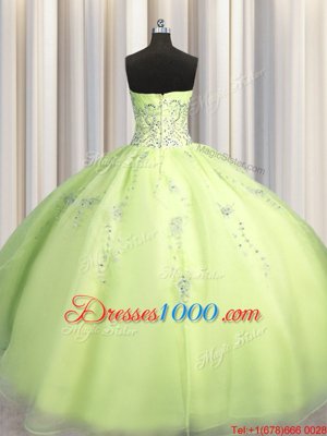 Beauteous Big Puffy Sleeveless Beading and Appliques Zipper Quinceanera Gown