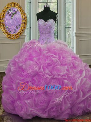 Customized Pick Ups Lilac 15th Birthday Dress Sweetheart Sleeveless Sweep Train Lace Up