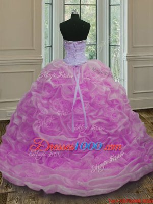 Customized Pick Ups Lilac 15th Birthday Dress Sweetheart Sleeveless Sweep Train Lace Up